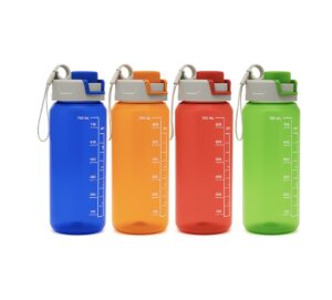 Botella de agua con marcador de medidas